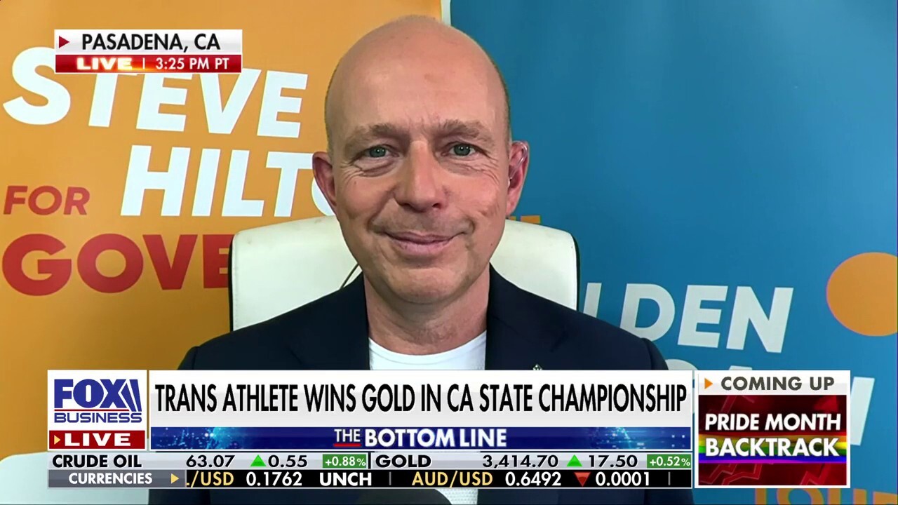 California gubernatorial candidate Steve Hilton discusses how he would look to overturn the laws in California protecting transgender competitors on ‘The Bottom Line.’