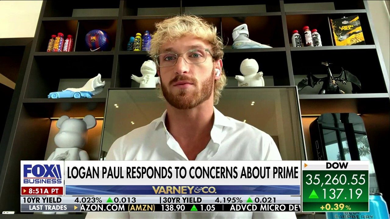 Prime co-founder and boxer Logan Paul joins ‘Varney & Co.’ to discuss recent reports that kids are buying the company’s energy drink by mistake due to confusion with the non-caffeinated option.