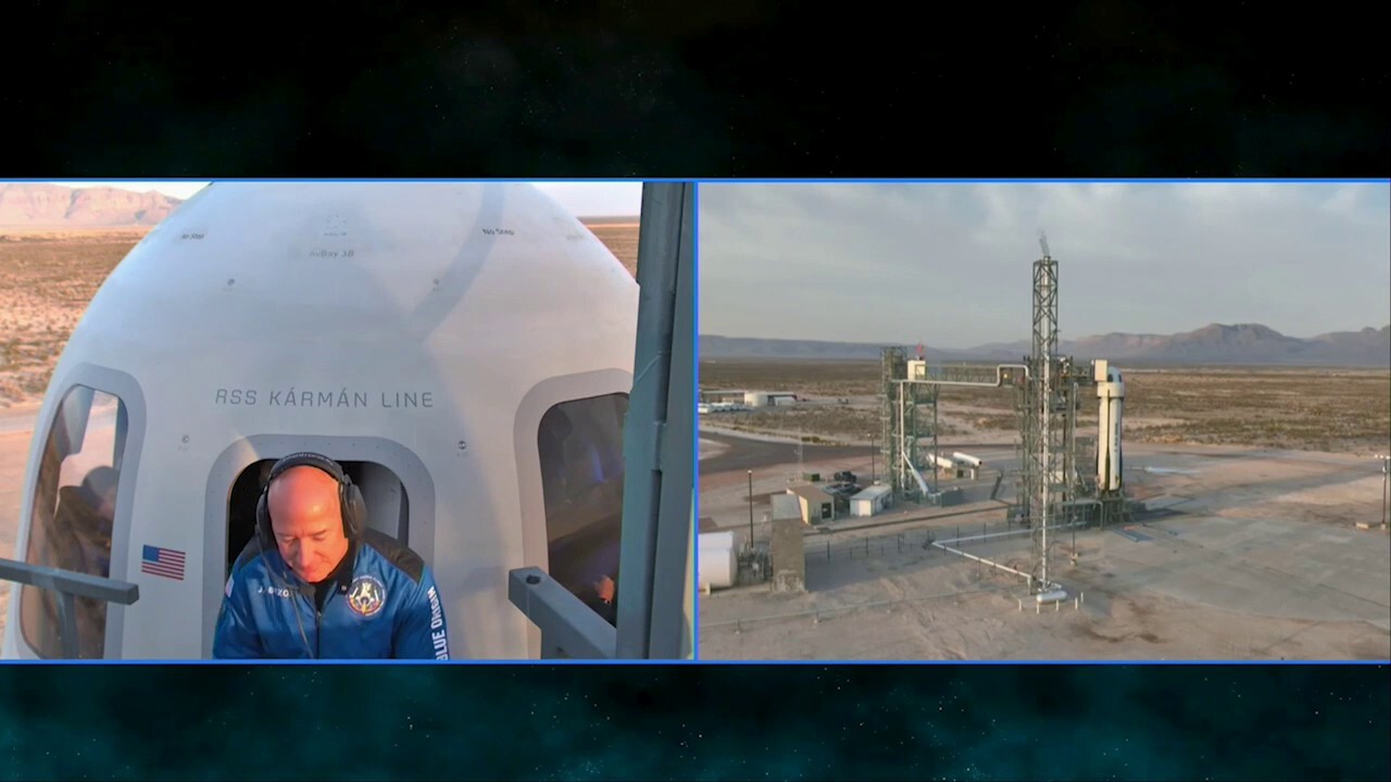 Blue Origin founder Jeff Bezos gave the company's first all-female crew a pep talk ahead of liftoff.