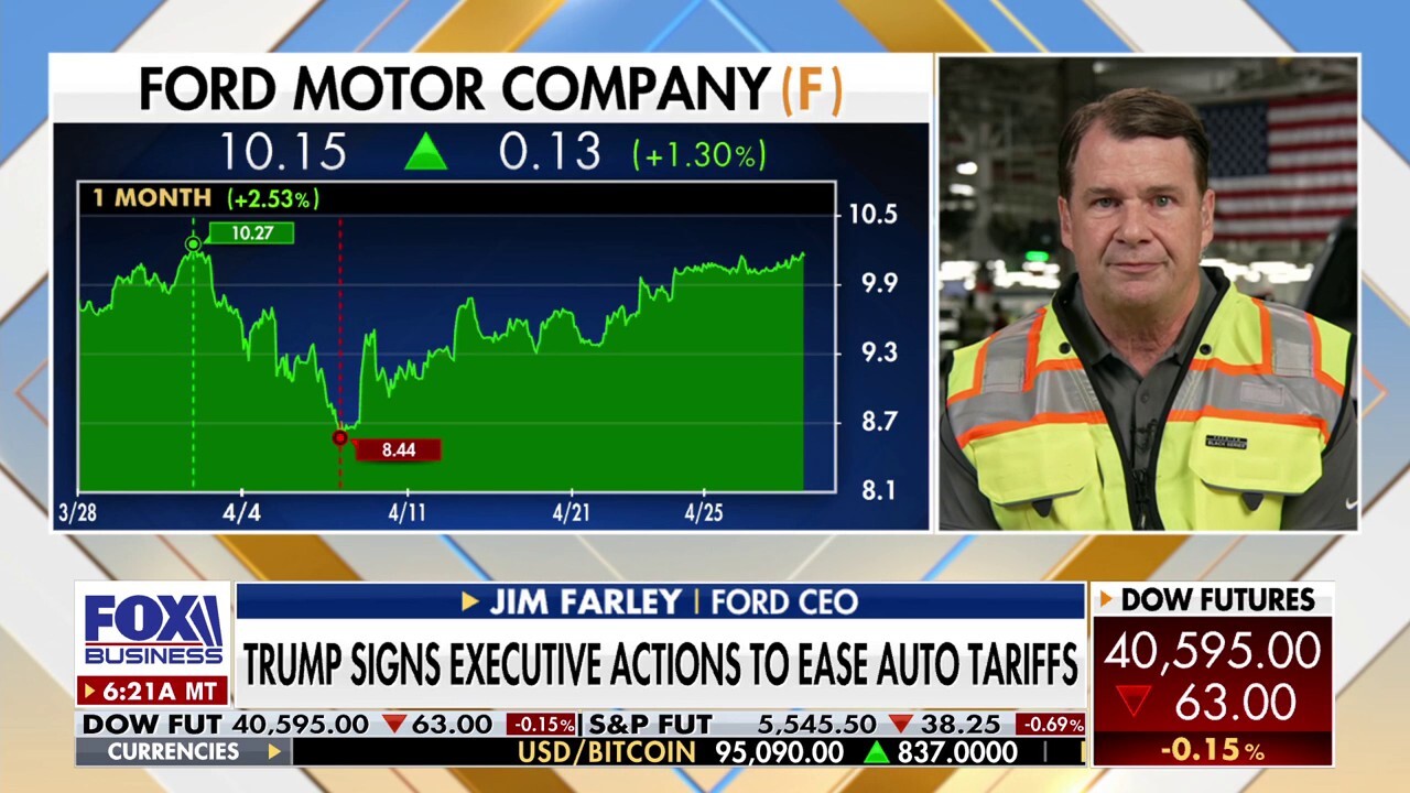 Ford CEO Jim Farley on his company's commitment to American manufacturing, reaction to President Donald Trump's auto tariff relief and Ford's Louisville, Kentucky, plant setting an example of Trump's vision for the U.S. auto industry.